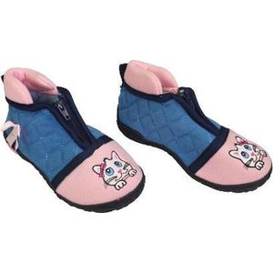 Pantoffel schoenen met strik - Roze / Blauw - Maat 26