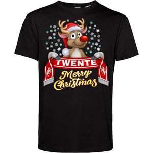 T-shirt kind Twente | Foute Kersttrui Dames Heren | Kerstcadeau | FC Twente supporter | Zwart | maat 152