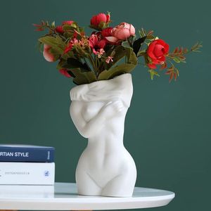 Vrouwelijke Lichaam Vaas Wit Keramische Vazen ​​Voor Decor Dame Butt Vaas Menselijk Lichaam Gevormde Minimalistische Decoratieve Bloem Pot Vaas Voor Woonkamer,Modern vase,B