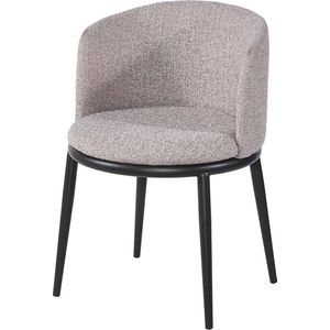 Eetkamerstoel Drop® - Jovi - kleur Beige - Gestoffeerde stoel met metalen onderstel zwart - lengte 54 cm - breedte 48,5 cm, hoogte 71,5 cm