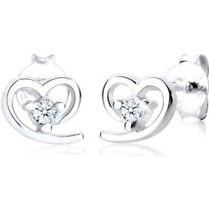 Elli PREMIUM Dames Oorbellen Dames Studs Hart Vriendschap met Diamant (0.06 ct.) in 925 Sterling Zilver