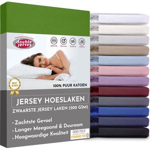 Double Jersey Hoeslaken - Hoeslaken 100x200+30 cm - 100% Katoen  Groen