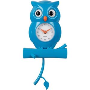 Karlsson Wandklok Owl Pendulum - Blauw - 20x8.5x37.5cm - Wandklok Scandinavisch