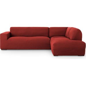 Bankhoes Milos Hoek Chaise Longue Rechts Steenrood - Elastisch & Antistatisch - Bankhoezen voor hoekbank