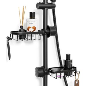 Nolad® - Doucherek hangend - 2 Stuks - Doucherek zonder boren - Keukenrek - Gootsteen organizer - Badkamer accessoires - Zwart