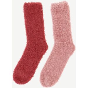 Basset - 2 Pack - Fluffy Homesocks - Kleur: SoftPink/Coral - One Size