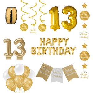 13 jaar Verjaardag Versiering pakket Gold