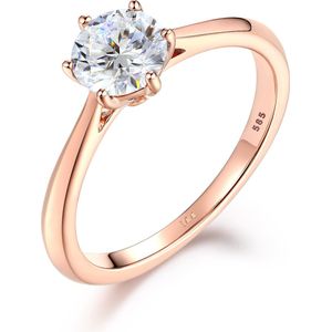 Ella - 14k Roségouden Solitair Moissanite Verlovingsring - 1 karaat
