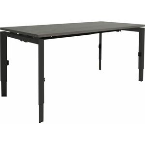 Schaffenburg linesto n3 bureau, hoogte instelbaar (65-85cm) met 160x80cm lindberg eiken zwevend 25mm blad en zwart (ral9005) vierpoot n-frame (poot driehoekig 50x50x75 mm.), (met geïntegreerde kabelgoot)