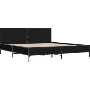 vidaXL - Bedframe - bewerkt - hout - metaal - zwart - 180x200 - cm