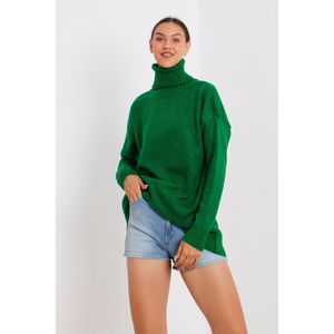 SOCKSTON-Coltrui Dames- Dames Trui met Turtleneck -Dagelijks Comfort Hoogwaardig Kwaliteit-Maat One Size- green