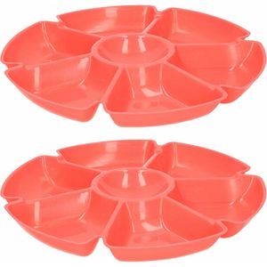 Excellent Houseware Hapjes/chips serveerschaal - set 2x - oranje - 29 cm - Serveerschalen/dienbladen