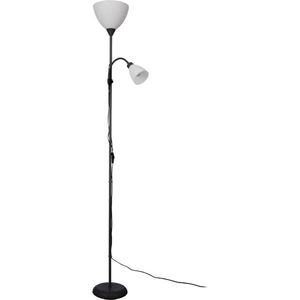 EGLO Montanini-E Vloerlamp - Leeslamp - E27 - E14 - 176 cm - Zwart/Wit