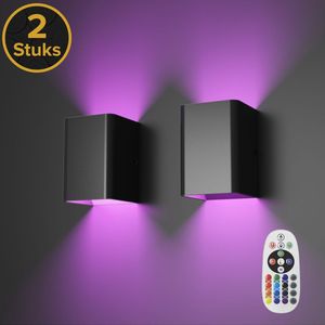 Realight RGB Wandlamp Dimbaar voor Binnen - Muurlamp als Sfeerverlichting - Industrieel Led Sfeerlamp in Woonkamer - Slaapkamer Nachtlampje voor Volwassenen - Schilderijverlichting - Zwart