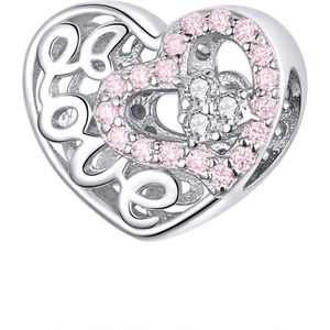 Hart love zirkonia bedel | Open heart zirkonia love bead | bedels beads cadeau | Zilverana | geschikt voor alle bekende merken | 925 zilver | moederdag