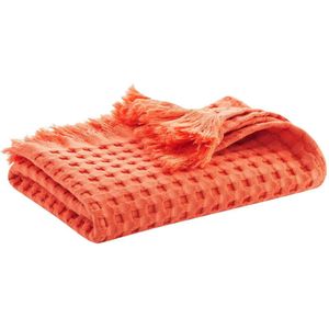 Living Crafts – Wafel Handdoek - 50x100 cm - Oranje - Biologisch katoen