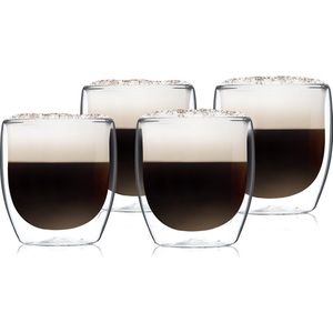 Glaswerk Altino dubbelwandige glazen | thermoglas | drinkglas | cocktail-, koffie- en theeglas | 4 stuks | voor warme en koude dranken | 250 ml | borosilicaatglas | bestand tegen hitte en kou | handgemaakt | afwasmachinebestendig | thermo-effect