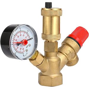 Messing Boiler Valve DN25 3-6Bar Verstelbare Relief Valve met Manometer Boiler Veiligheidscomponenten