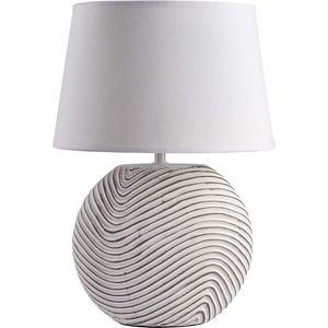 BRUBAKER Tafellamp of bedlamp - Zen Garden Wit - Lampvoet van keramiek in tweekleurige matte afwerking - 38 cm hoog