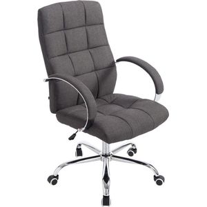 Bureaustoel - Stoel - Design - Verstelbaar - Gebogen armleuning - Stof - Donkergrijs - 60x66x128 cm