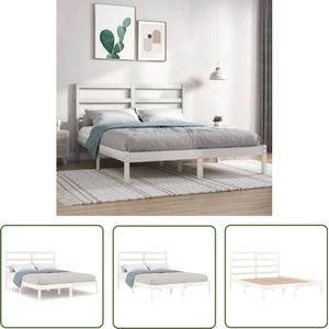 vidaXL Bedframe Grenenhout Wit 140x200 cm Houten Bed Frame - Bed Frame 140x200 - Modern Bed Frame - Wit Bed Frame - Grenenhout Bed Frame