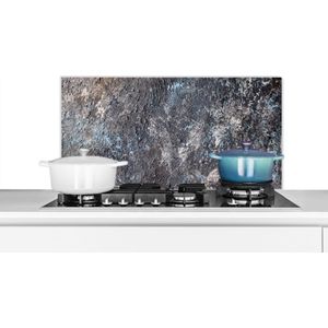 Spatscherm keuken - Beton print - Blauw - Grijs - Vintage - Spatwand - Keuken decoratie - Keuken achterwand- 90x45 cm - Aluminium