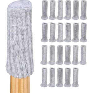Relaxdays stoelpoot sokken set van 24 - ronde vloerbeschermers voor stoelen - stoelsokken - grijs