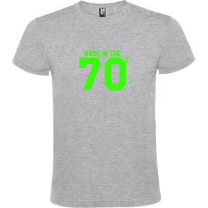 Grijs T shirt met print van "" Made in the 70's / gemaakt in de jaren 70 "" print Neon Groen size XXL