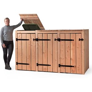 Containerombouw Eva - Kliko Ombouw Driedubbel - Containerberging - Containers kast - Container berging voor 3 kliko's - Wood Selections