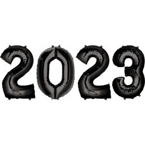 Ballon Cijfer 2023 Oud En Nieuw Versiering Nieuw Jaar Feest Artikelen Zwarte Happy New Year Ballonnen Zwart – XL Formaat