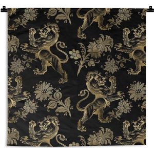 Wandkleed - Wanddoek - Patronen - Draak - Goud - 60x60 cm - Wandtapijt