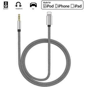 4 stuks Nieuwe versie] Aux-kabel voor iPhone-adapter naar 3,5 mm Aux-kabel Auto AUX-audiokabel Compatibel met iPhone 7/8/X/XS/11/12 voor auto/thuisstereo/hoofdtelefoon/luidspreker Ondersteuning voor alle IOS-systemen
