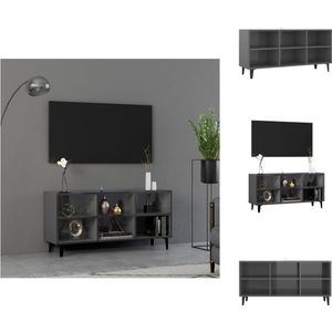 vidaXL - TV-meubel - Hoogglans Grijs - 103.5 x 30 x 50 cm - Industriële charm - Metalen Poten - Kast