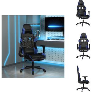 vidaXL Gamingstoel - Gamingstoelen - Televisiestoel - Racingstoel - Gamestoel met voetensteun kunstleer zwart en blauw