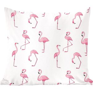 Sierkussens - Kussen - Patroon met roze flamingo's - 40x40 cm - Kussen van katoen
