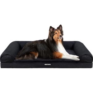 Orthopedisch hondenbed, hondenbank, hoge rand, hondenkussen, hondenmand, afneembaar en wasbaar, grote honden en middelgrote honden, grijs, 106 cm