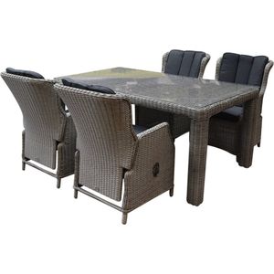 Darwin Bergamo dining tuinset 180x100xH76 cm 5-delig verstelbaar grijs