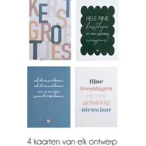 ByStudio-Steef | Kaartenset Kerst | Kaartenset mix | Set van 18 ansichtkaarten | kerstkaarten | kaartjes om te versturen | hippe kaartjes | kaartjes met tekst | wenskaarten | feestdagen kaarten | kerstkaart | hippe wenskaarten kerst |