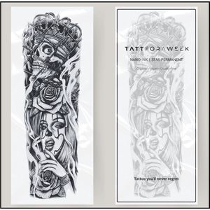 Nep tattoo sleeve doodskop | Tattoo sleeve voor volwassenen | Blijft 15 dagen zitten | tattforaweek