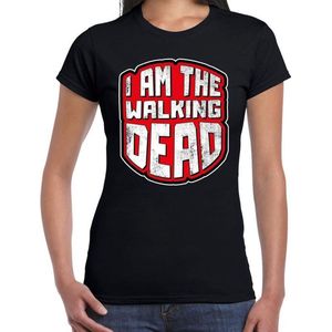 Halloween Halloween I am the walking dead verkleed t-shirt zwart voor dames - horror shirt / kleding / kostuum XS