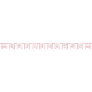 Baby shower decoratie - meisje - it's a girl - roze - letterslinger - banner