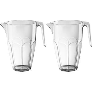 6x Waterkaraffen/schenkkannen 2,25 L van onbreekbaar kunststof - Limonadekan/sapkan - Bier pitcher