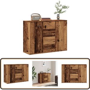 vidaXL Dressoir - Bewerkte Houtlook - 88x30x64 cm Dressoir - Houten Dressoir - Vintage Dressoir - Opslagmeubel - Salontafel