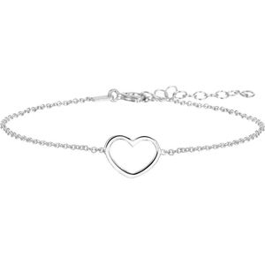 Glams armband hart 1,3 mm 16 + 3 cm - Zilver