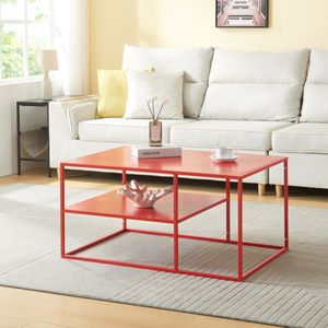 Salontafel Solund met plank 45x90x60 cm rood [en.casa]