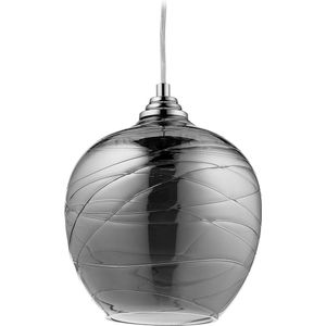 Relaxdays hanglamp glas - plafondlamp - E27-fitting - pendellamp - modern - rond - zwart