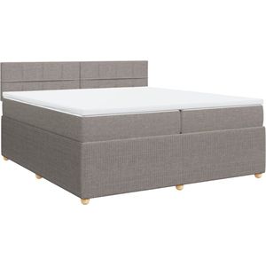 vidaXL - Boxspring - met - matras - stof - taupe - 200x200 - cm