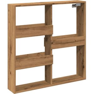 vidaXL - Wandkast - 80x15x80 - cm - bewerkt - hout - artisanaal - eikenkleur