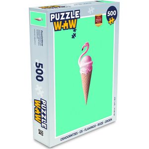 Puzzel IJshoorntjes - IJs - Flamingo - Roze - Groen - Legpuzzel - Puzzel 500 stukjes