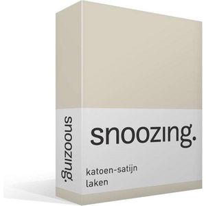 Snoozing - Katoen-satijn - Laken - Lits-jumeaux - 280x300 cm - Ivoor